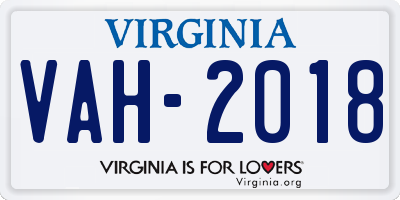 VA license plate VAH2018