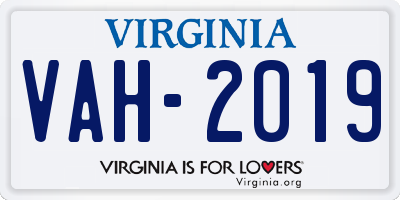 VA license plate VAH2019