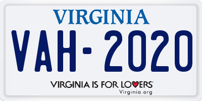 VA license plate VAH2020