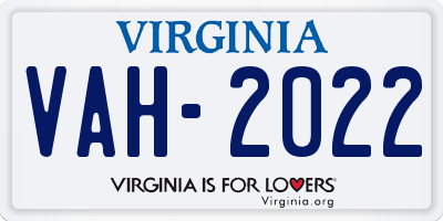 VA license plate VAH2022