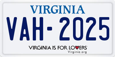 VA license plate VAH2025