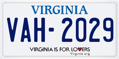 VA license plate VAH2029