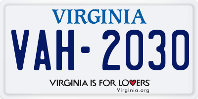 VA license plate VAH2030