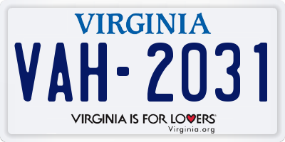 VA license plate VAH2031