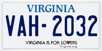 VA license plate VAH2032