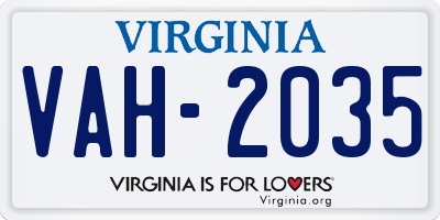 VA license plate VAH2035