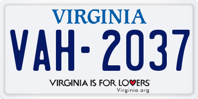 VA license plate VAH2037