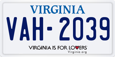 VA license plate VAH2039