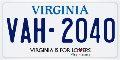 VA license plate VAH2040