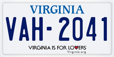 VA license plate VAH2041