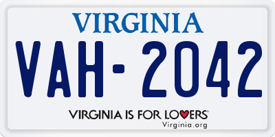 VA license plate VAH2042