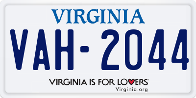 VA license plate VAH2044