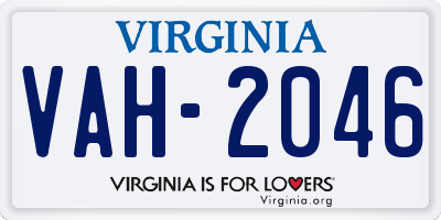 VA license plate VAH2046