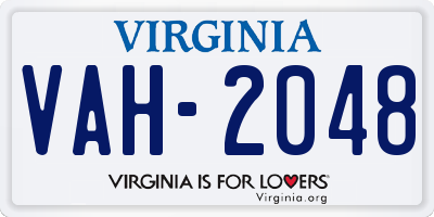 VA license plate VAH2048