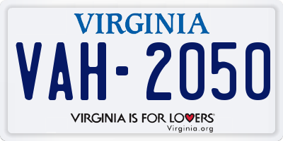VA license plate VAH2050