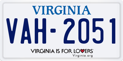 VA license plate VAH2051