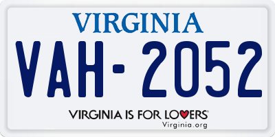 VA license plate VAH2052