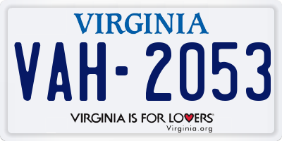 VA license plate VAH2053