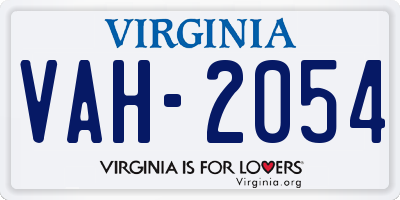VA license plate VAH2054