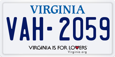 VA license plate VAH2059