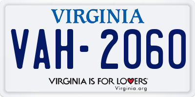 VA license plate VAH2060