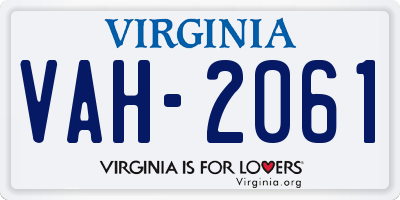VA license plate VAH2061