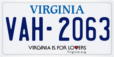 VA license plate VAH2063