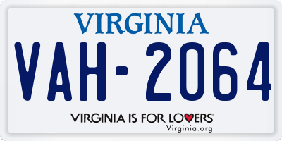 VA license plate VAH2064