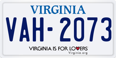 VA license plate VAH2073