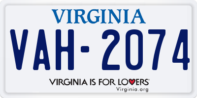 VA license plate VAH2074