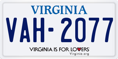 VA license plate VAH2077