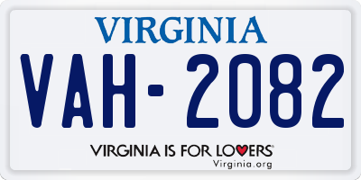 VA license plate VAH2082