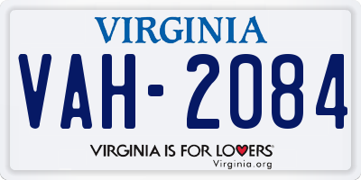 VA license plate VAH2084
