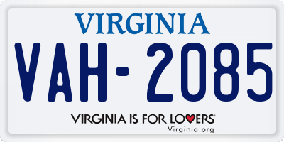VA license plate VAH2085