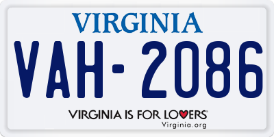 VA license plate VAH2086