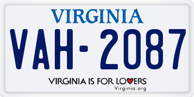 VA license plate VAH2087