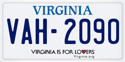 VA license plate VAH2090