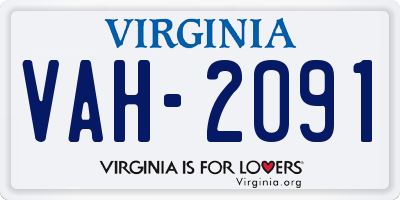 VA license plate VAH2091