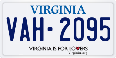 VA license plate VAH2095