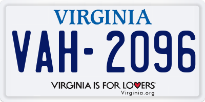 VA license plate VAH2096