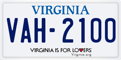 VA license plate VAH2100