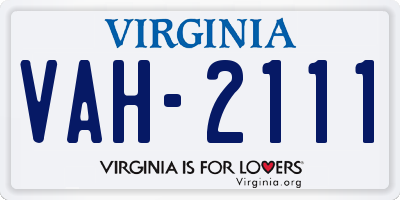 VA license plate VAH2111
