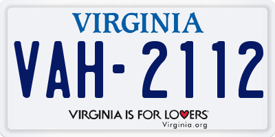 VA license plate VAH2112
