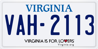VA license plate VAH2113