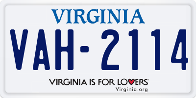 VA license plate VAH2114