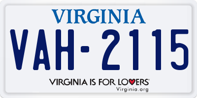 VA license plate VAH2115