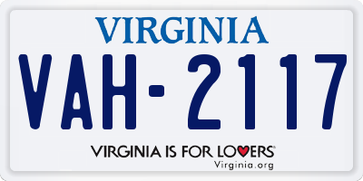 VA license plate VAH2117