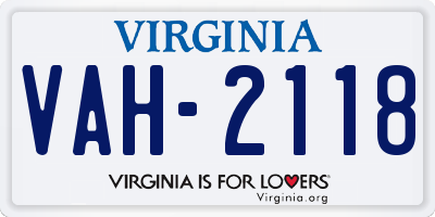 VA license plate VAH2118