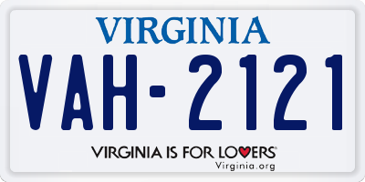 VA license plate VAH2121