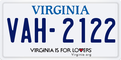 VA license plate VAH2122